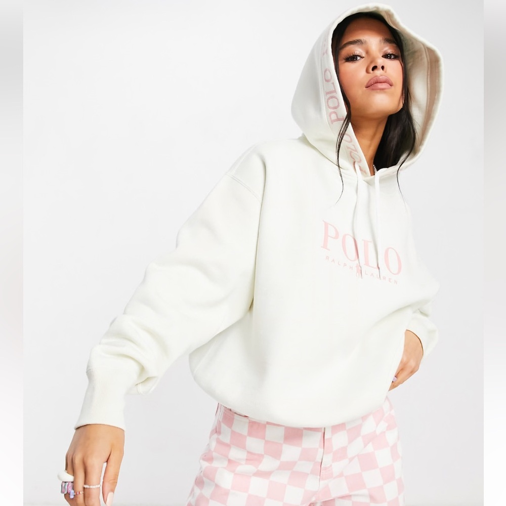 Polo Ralph Lauren x ASOS exclusive collab logo hoodie in cream size S
